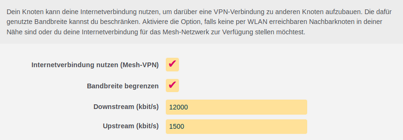 Bild: LuCi-WEB-GUI - Einstellung Internetverbindung nutzen (Mesh-VPN)